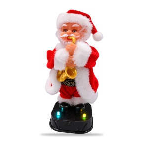 Moș Crăciun decorativ cu saxofon, lumini LED și sunete, 22 x 9 cm - Img 2