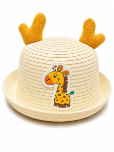 Palarie de Vara Bej Deschis pentru Copii cu Girafa, Protectie UV si Design Vesel