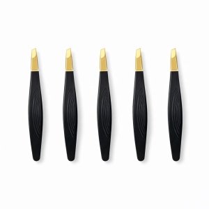 Penseta cosmetica profesionala pentru sprancene, varf inclinat, metalica neagra - Img 2