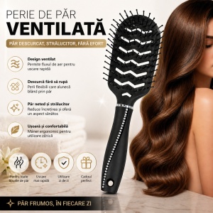 Perie de Păr Ventilată Profesională – Uscare Rapidă și Descurcare Delicată - Img 3