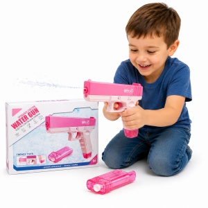 Pistol cu apă din plastic, model 818-1, culoare roz, acțiune distractivă pentru joaca în aer liber - Img 2