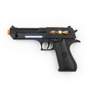Pistol de jucarie electric, 22 cm, negru, cu lumini si sunet