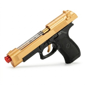 Pistol jucarie electric 20 cm auriu, cu lumini si sunet - Img 2