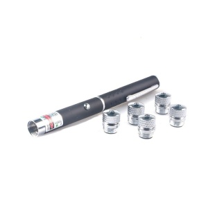 Pointer laser verde cu 5 capete interschimbabile, baterii AAA incluse