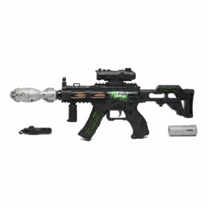 Pusca jucarie electrica cu luneta , 48 cm, negru cu verde, cu lumini, sunet si efect de abur - Img 2