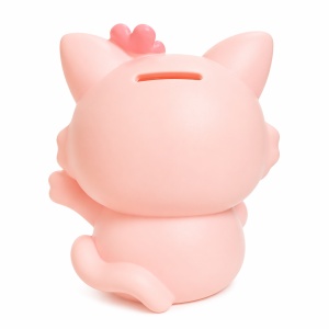 Pușculiță pisică roz 18 cm – cutie economii cu capac inferior - Img 2