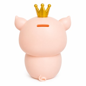 Pușculiță purceluș roz 22 cm cu fundă roșie – cutie economii cu capac inferior - Img 2