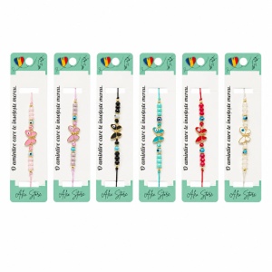 Set 12 Brățări cu Pandantiv Fluturaș, Reglabile, Multicolore, Mărgele Decorative și Accente Aurii
