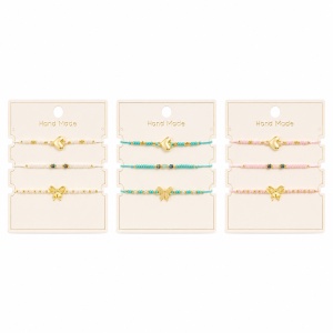 Set 12 Brățări Trio Handmade cu Fluture – 16 cm, Reglabile, Culori Diferite, Design Elegant