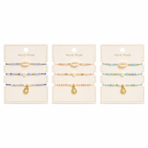 Set 12 Brățări Trio Handmade cu Scoici – 16 cm, Reglabile, Culori Diferite