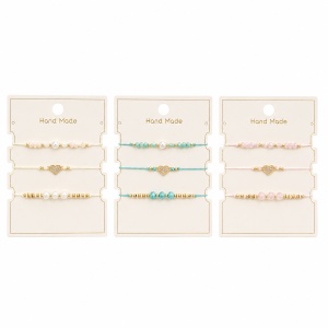 Set 12 Brățări Trio Inimioară Handmade – 16 cm, Reglabile, Culori Diferite, Elegante și Delicate