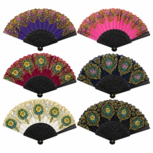 Set 12 evantaie decorative cu model colorat, 12cm