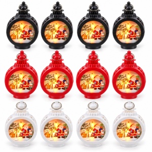 Set 12 felinare decorative cu LED de Crăciun, diferite culori, 9,5x7 cm - Img 2