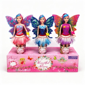 Set 12 papusi zana cu aripi, papusi colorate 33 cm, jucarii fete