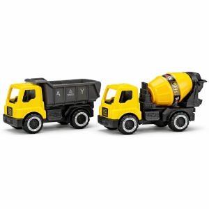Set 2 camioane constructii copii, basculanta si betoniera, 33x12 cm - Img 2