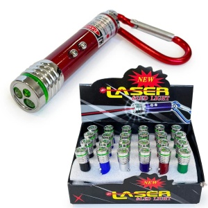 Set 24 brelocuri cu laser si lanterna LED, culori mixte, baterii incluse