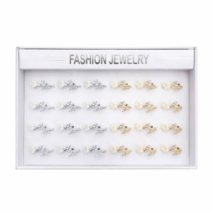 Set 24 inele dama elegante cu flori si pietre, auriu si argintiu, reglabile ROXE