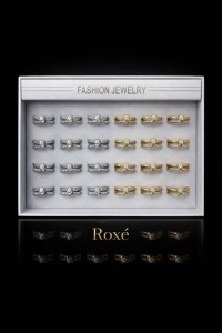 Set 24 Inele ROXE Luxury Sparkle – Auriu & Argintiu, Reglabile, Design Elegant cu Cristale - Img 2