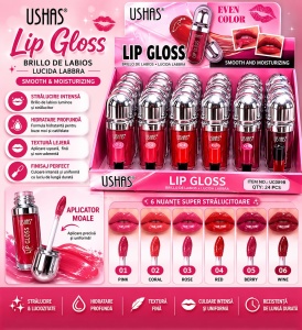 Set 24 Luciu de Buze Hidratante USHAS Lip Gloss Even Color – 6 Nuanțe Strălucitoare, Efect Glossy - Img 2
