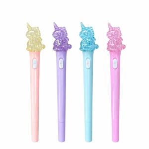 Set 36 pixuri cu lumină LED și figurină unicorn transparentă, model colorat pentru copii