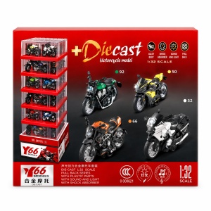 Set 48 motociclete metalice die-cast 1:32 cu lumini si sunet, stand display - Img 3
