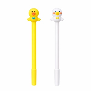 Set 48 pixuri cu gel și figurină rățușcă decorativă, model simpatic pentru copii, alb si galben