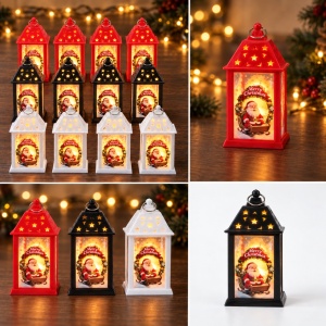 Set de 12 Felinare decorative de Crăciun cu LED, buton ON/OFF, plastic, 15x6.5 cm - Img 4