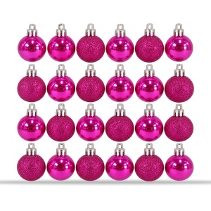 Set de 24 globuri de brad roz-fucsia, modele diverse, din plastic 21 × 9 cm - Img 7