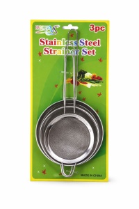 Set de 3 site bucatarie inox, strecuratoare metalica pentru faina, ceai si alimente