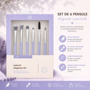 Set de 6 Pensule Profesionale Machiaj Luxe Collection Albastru Deschis – Peri Ultra-Moi și Design Elegant - Img 2