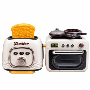 Set Jucărie Interactivă Toaster și Aragaz cu Cuptor și Accesorii pentru Copii, Plastic, 36x19x9 cm