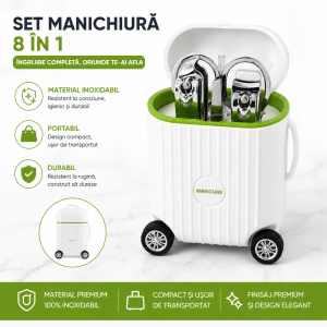 Set Manichiură Profesional cu Husă Troller Alb – Kit Portabil pentru Îngrijirea Unghiilor - Img 3