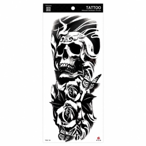 Tatuaj Semipermanent Craniu cu Trandafiri și Fluturi – 45 cm