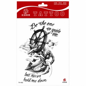 Tatuaj Temporar Semipermanent Ancoră Marină și Cârmă – 20 cm, Rezistent la Apă