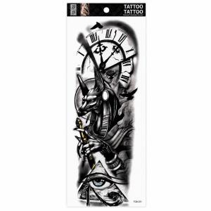 Tatuaj Temporar Semipermanent Anubis cu Ceas și Ochi Egiptean – 45 cm