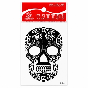 Tatuaj Temporar Semipermanent Craniu Mexican Sugar Skull – Design Gothic Alb-Negru, 10 cm