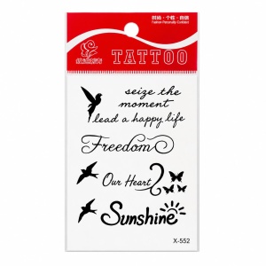 Tatuaj Temporar Semipermanent cu Mesaje Motivaționale, Păsări și Fluturi 10 cm