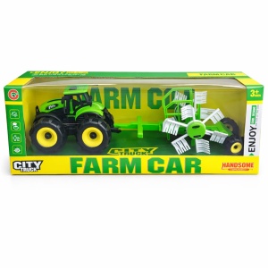 Tractor cu grebla de adunat fan, verde, utilaj agricol, Farm Car - Img 2