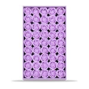 Trandafiri de săpun parfumați, set 50 de bucăți, lila, 5cm - Img 2