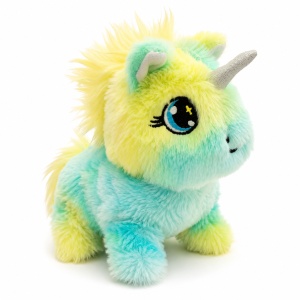 Unicorn vesel de plus multicolor interactiv cu sunete si mers, 17 cm - Img 2