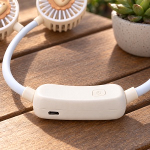 Ventilator de gât portabil pliabil, cu 2 trepte de viteză, alimentare USB, alb - Img 2