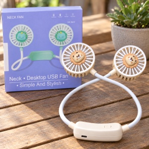 Ventilator de gât portabil pliabil, cu 2 trepte de viteză, alimentare USB, alb - Img 4