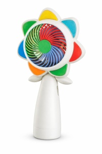 Ventilator portabil mini LED, reincarcabil USB, design colorat, compact, bej