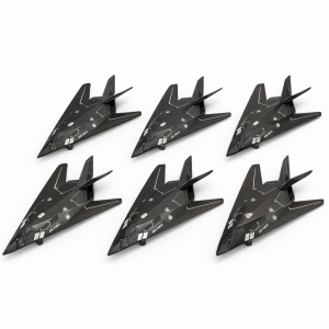 Avion stealth jucarie metalic negru cu lumini si sunete model realist 24 cm