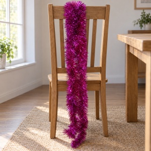 Beteală brad de Crăciun, fucsia, plastic metalizat, diametru 9 cm, lungime 2 m - Img 4