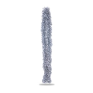 Beteala de Craciun pentru brad, argintie, din PVC, diametru 9 cm, lungime 2 m - Img 4