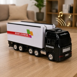 Boxă portabilă Bluetooth în formă de camion Music Express cu radio FM, USB, TF și funcție selfie, Alb - Img 2