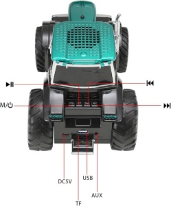 Boxa portabila Bluetooth tractor vintage, radio FM, USB, TF, AUX, lumini LED, TWS, verde smarald - Img 7