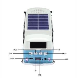 Boxă portabilă Bluetooth WSTER în formă de microbuz retro, cu încărcare solară, albastru - Img 6