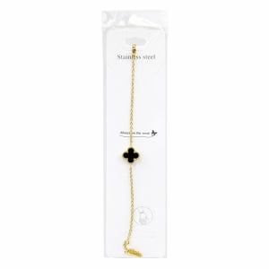 Brățară aurie Roxé cu simbol negru elegant, reglabilă 16.5+6 cm